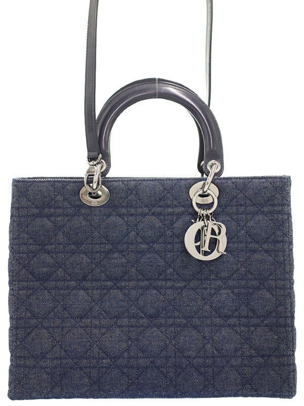 Christian Dior Denim Cannage Lady Dior John Galliano era blue quilted denim